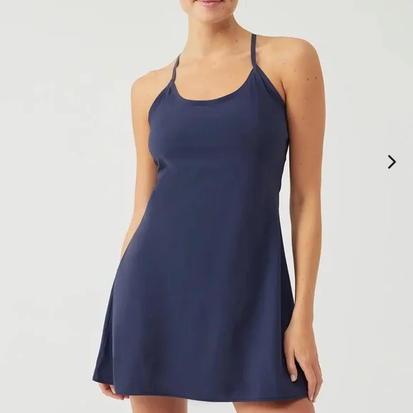 navy blue exercise dress SPANX Power Boost Exercise Dress In Deep Azure Blue